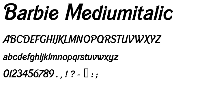 Barbie MediumItalic font